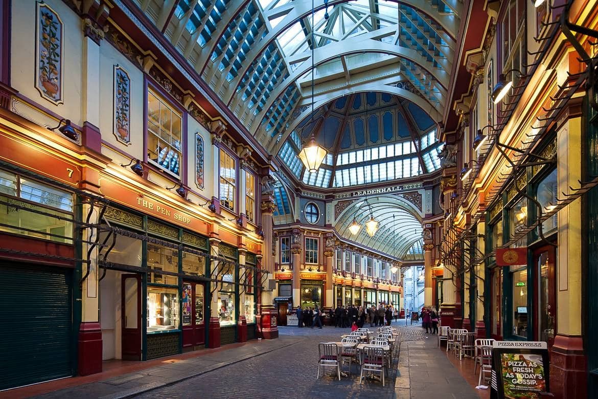 Leadenhall Market en Londres, una de las localizaciones de las películas de Harry Potter