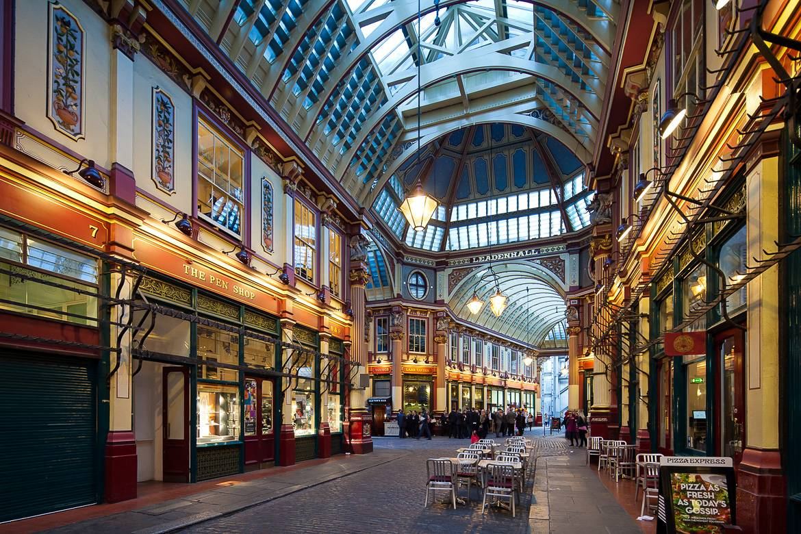 Leadenhall Market en Londres, una de las localizaciones de las películas de Harry Potter